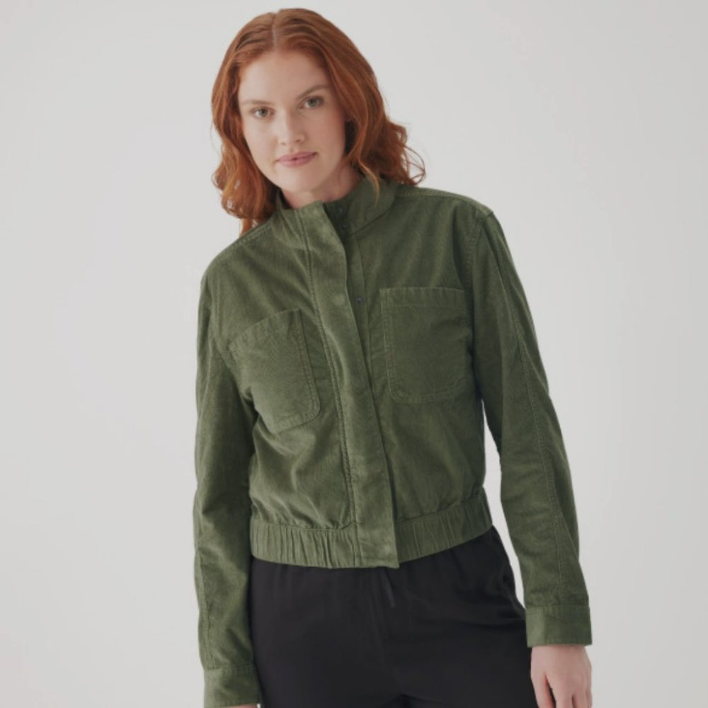 Modern Corduory Bomber Jacket - Olivine